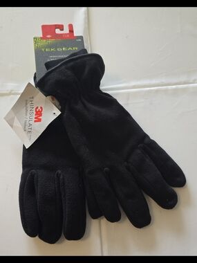 Heat Tek Tek Gear Microfleece Gloves L/XL Black NWT Thinsulate